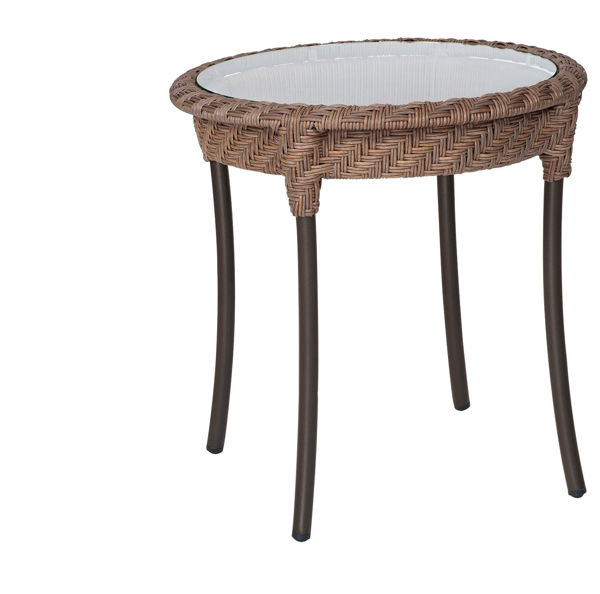 Picture of Woodard Barlow Round End Table - Bronzed Teak