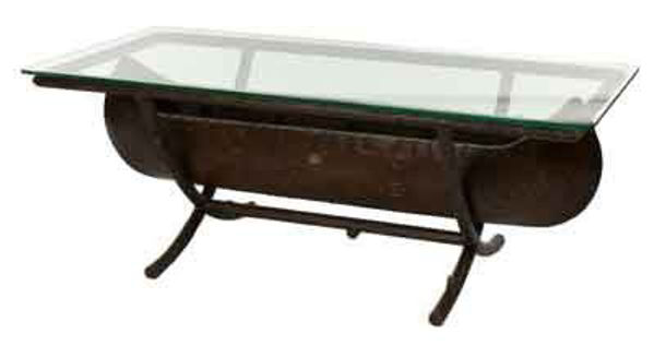 Picture of Woodard Chatham Run Canoe Coffee Table with Glass Top