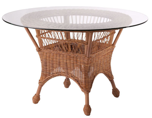 Picture of Woodard Cottage Round Dining Table with Glass Top