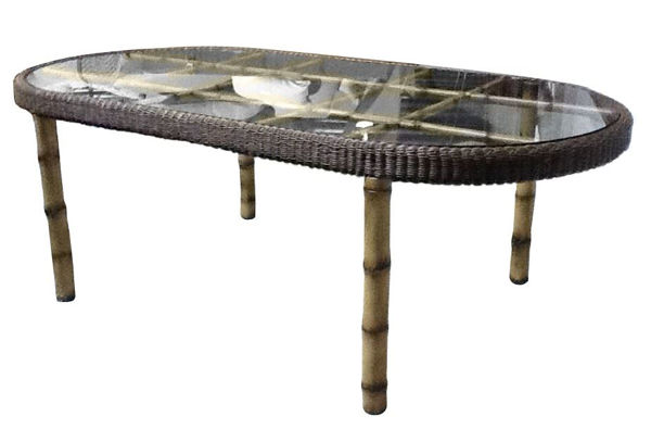 Picture of Woodard South Terrace Oval Dining Table with Glass Top