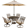Picture of Hanover Traditions 5-Piece Dining Set with Swivel Rockers - Aluminum / Tan