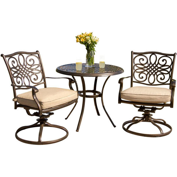 Picture of Hanover Traditions 3-Piece Bistro Set - Aluminum / Tan