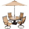 Picture of Hanover Monaco 5-Piece Dining Set with Swivel Rockers - Porcelain / Tan