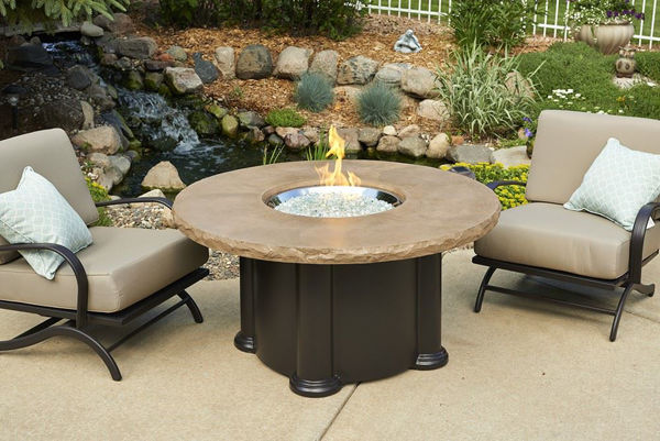 Picture of Outdoor Great Room Colonial Fire Pit Table with Round Mocha Top