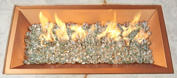 Picture of Outdoor Great Room 12' X 24' Rectangular Crystal Fire Copper Burner With Glass Fire Gems