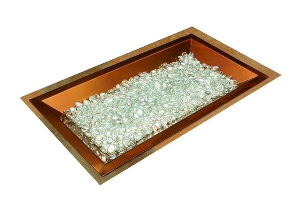 Picture of Outdoor Great Room 12' X 42' Rectangular Crystal Fire Copper Burner With Glass Fire Gems