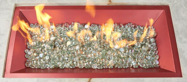 Picture of Outdoor Great Room 24' X 24' Square Crystal Fire Shimmering Rose Red Burner With Glass Fire Gems