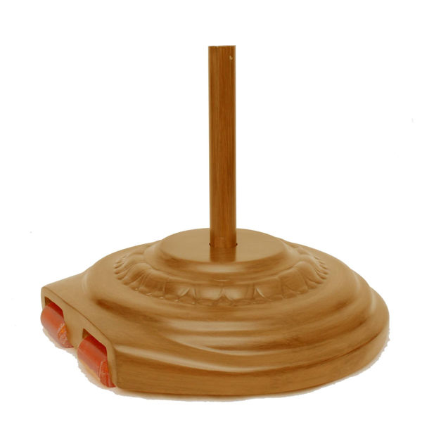 Picture of FiberBuilt Fiberglass 27 " Diameter Umbrella Base With Wheels - Aged Teak Finish