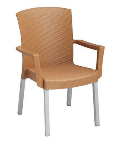 Picture of Grosfillex Havana Classic Stacking Armchair In Tobacco Pack Of 12
