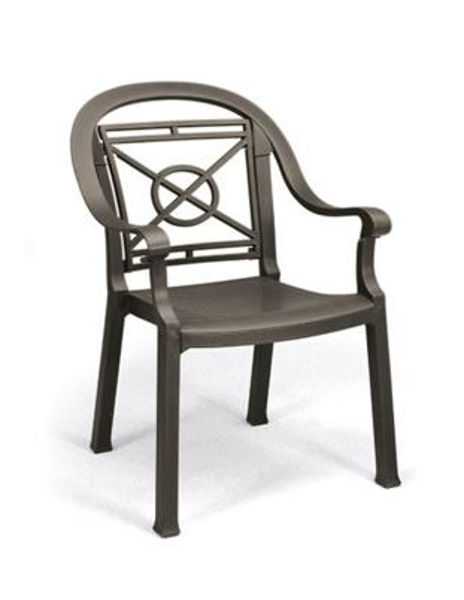 Picture of Grosfillex Victoria Classic Stacking Armchair In Bronze Mist Pack Of 4