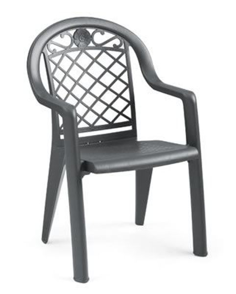 Picture of Grosfillex Savannah Stacking Armchair In Charcoal Pack Of 4