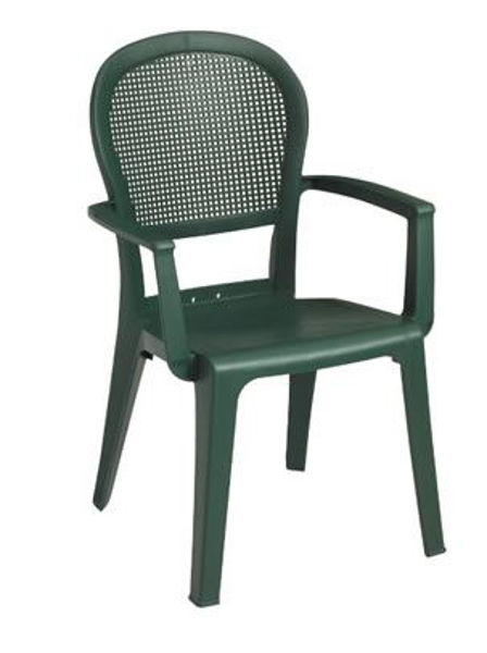 Picture of Grosfillex Seville Highback Stacking Armchair In Metal Green Pack Of 16