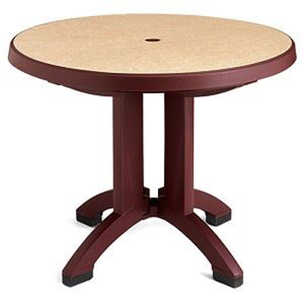 Picture of Grosfillex Pietra 38" Round Resin Folding Table In Bordeaux Pack Of 1