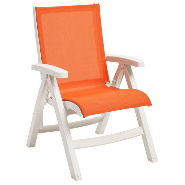 Picture of Grosfillex Belize Midback Folding Sling Chair - White Frame In Orange Pack Of 2