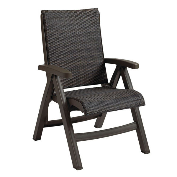 Picture of Grosfillex Java Weather Wicker Folding Chair Bronze Mist Frame In Espresso Pack Of 2
