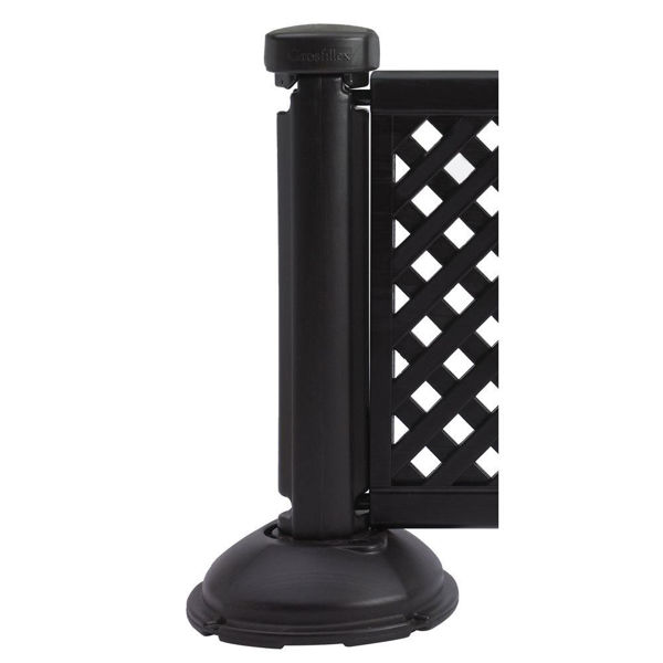 Picture of Grosfillex Resin Patio Fence Post And Interlocking Base In Black Pack Of 1
