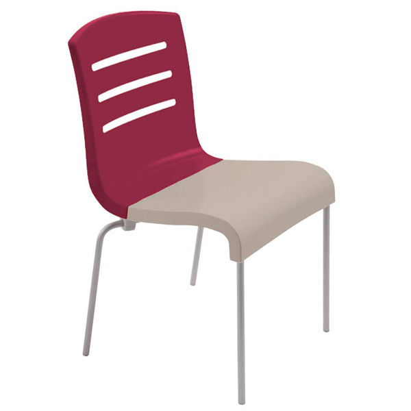 Picture of Grosfillex Domino Stacking Chair In Raspberry Back And Linen Seat Pack Of 4