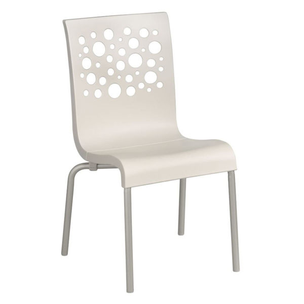 Picture of Grosfillex Tempo Stacking Chair In White Back And White Seat Pack Of 4